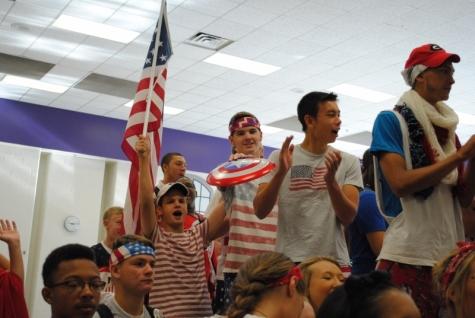 Juniors Jay Gallagher and Jonathan Weese get pumped for USA Day.