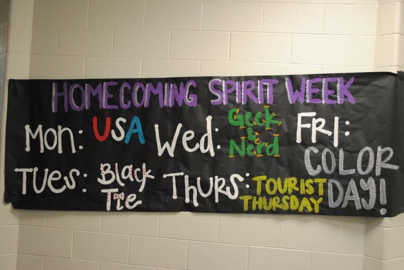 SCA Creative Director Mikaella Robles created a banner to inform the students of the upcoming spirit days.