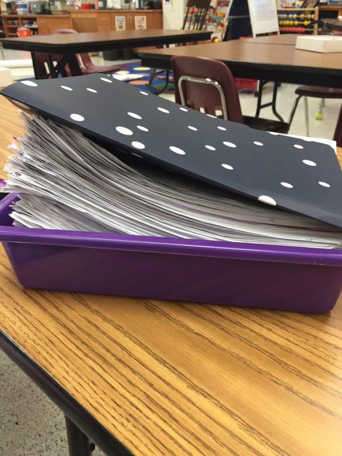Over 120 applications turned in, the Link Crew Captains and Ms. Swinimer have a lot do to before announcing who the members of Link Crew will be. Photo Submitted by Sarah Holz. 