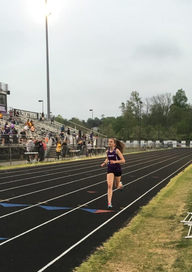 Dorsey running the 3200 meter at her last Wednesday night home meet this season.
She participates in the school already and is ready to become even more involved.