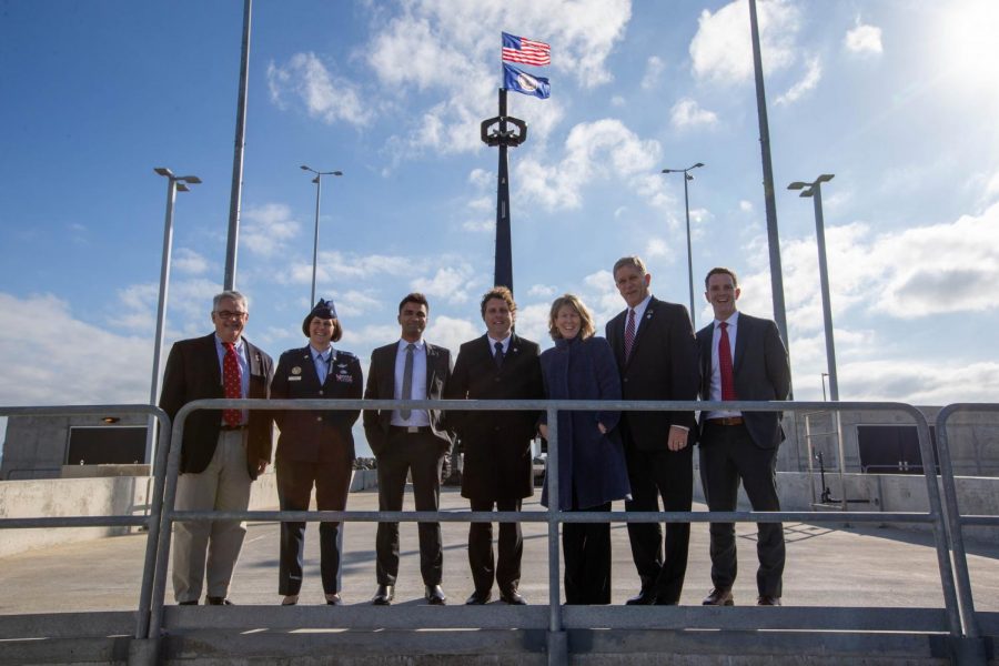 Officials including Rocket Lab CEO and founder Peter Beck (center) stand in front of the newly completed LC-2. Photo Credit: Rocket Lab/ NASA Wallops.